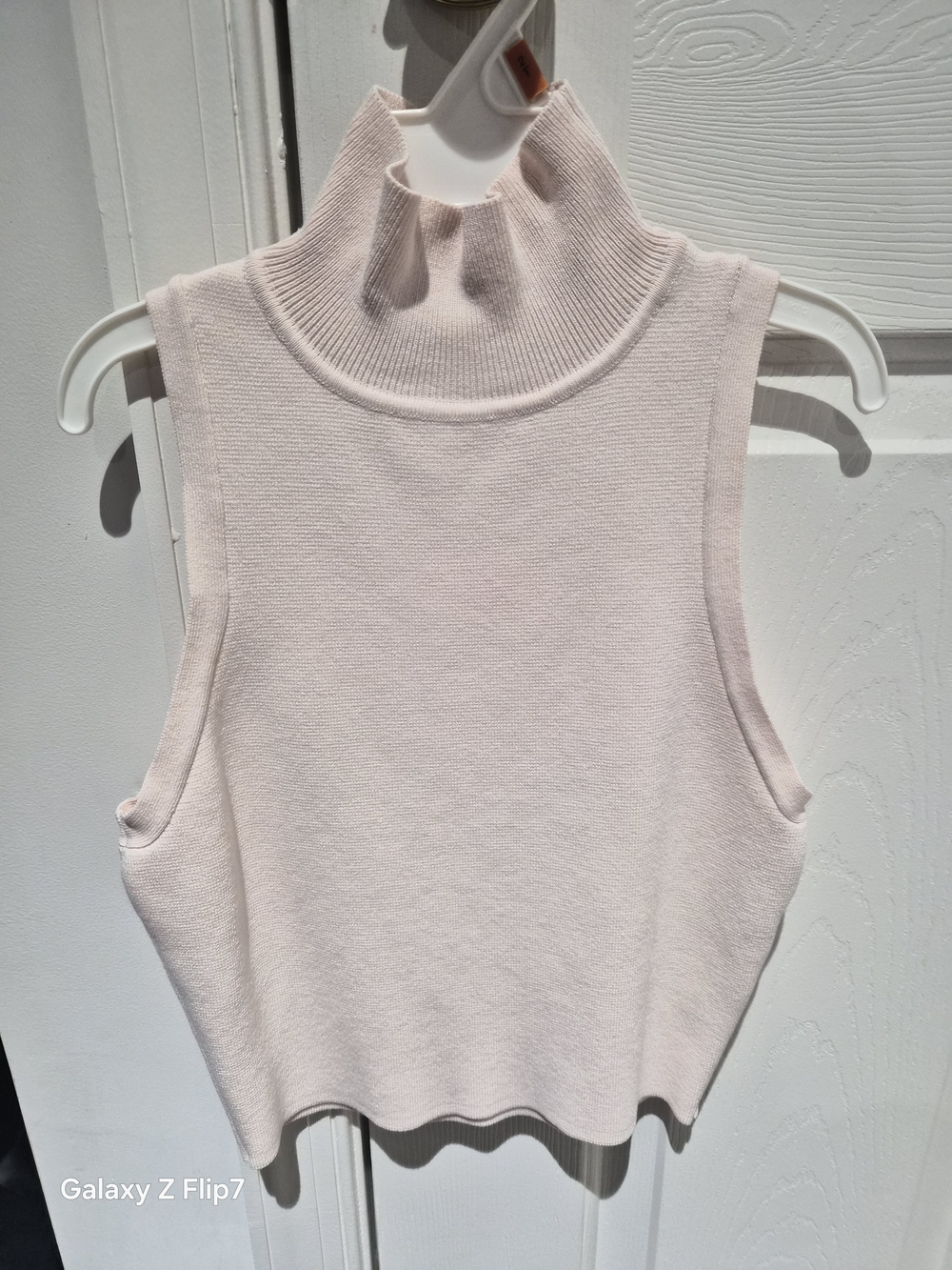 Zara Sleeveless Ribbed Mock Neck Tank - Pale Pink